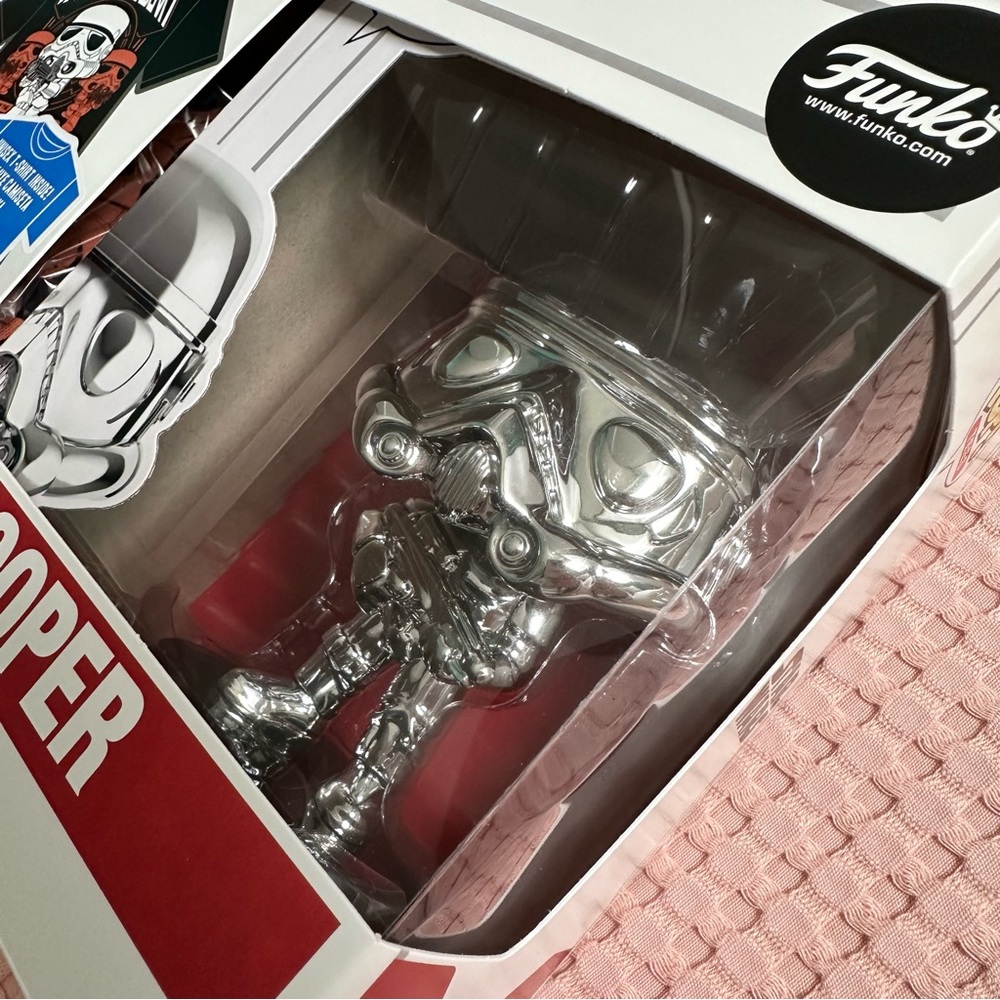 NIB #Funkopop - Storm trooper - #Starwars metallic silver figure with t-shirt.
